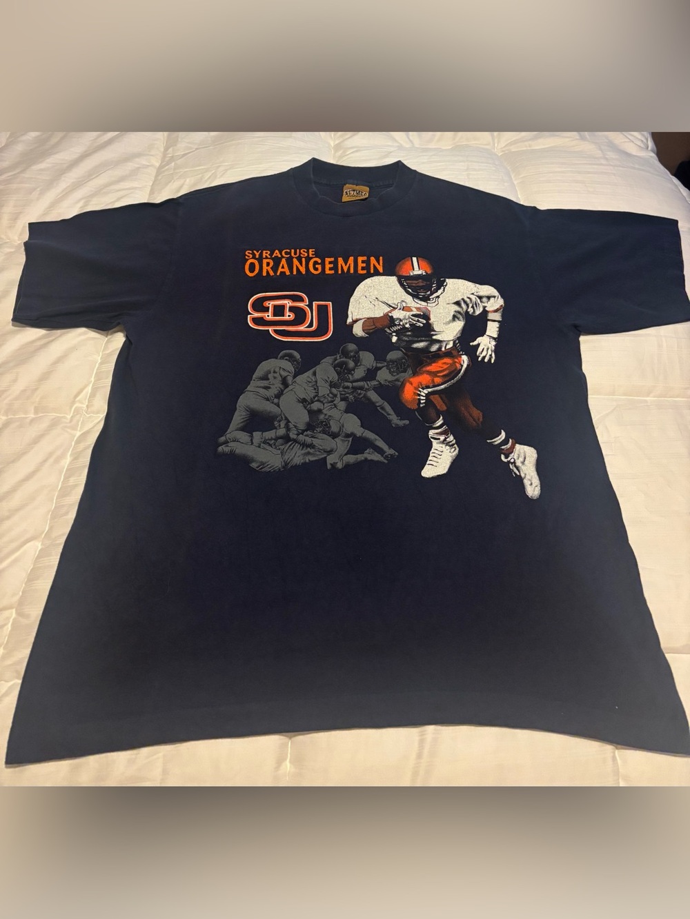 Vintage Syracuse Orangemen Embroidered Nutmeg College Football T-Shirt Large